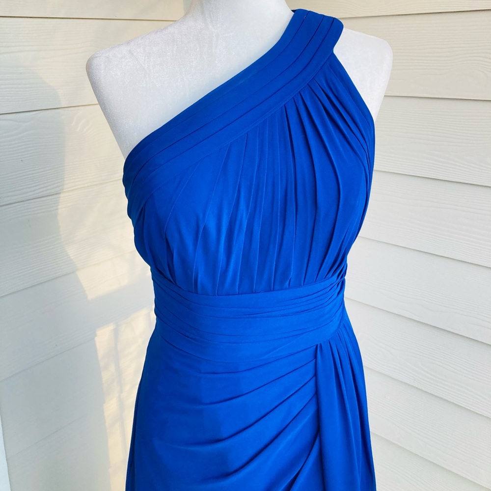 Bill Levkoff Formal One Shoulder Navy Blue Dress Size 6